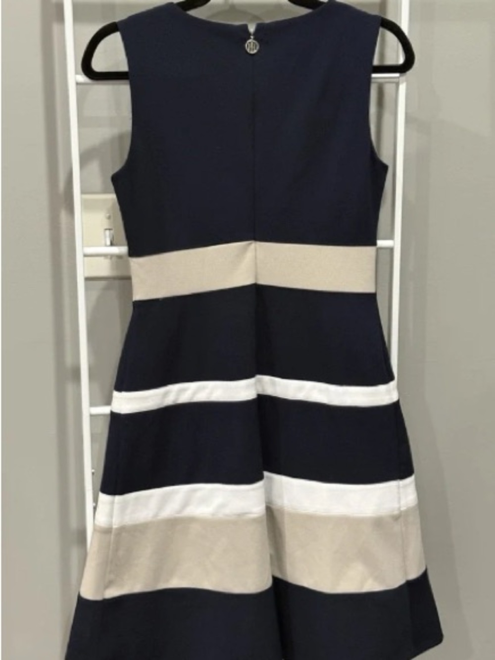 Tommy Hilfiger Navy, Cream & White Striped Fit-and-Flare Dress
